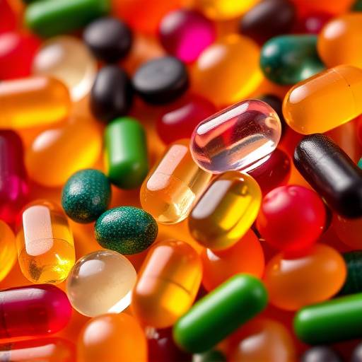 A close-up shot of a variety of colorful vitamin and mineral supplements, representing micronutrient intake