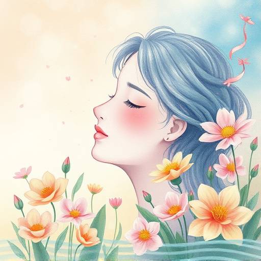 Illustration of a peaceful mind with blooming flowers
